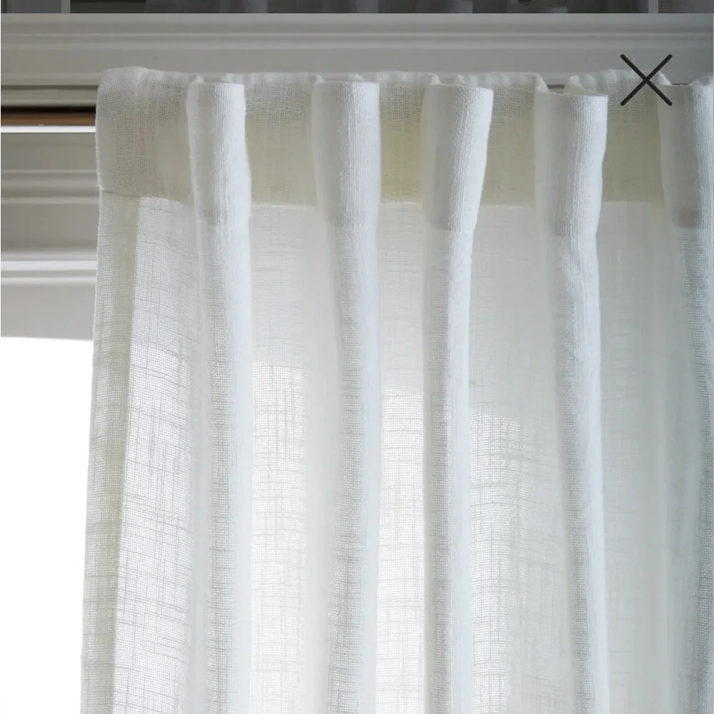QUINCE Cotton Sheer Curtain Set 2 Panels White 48x84